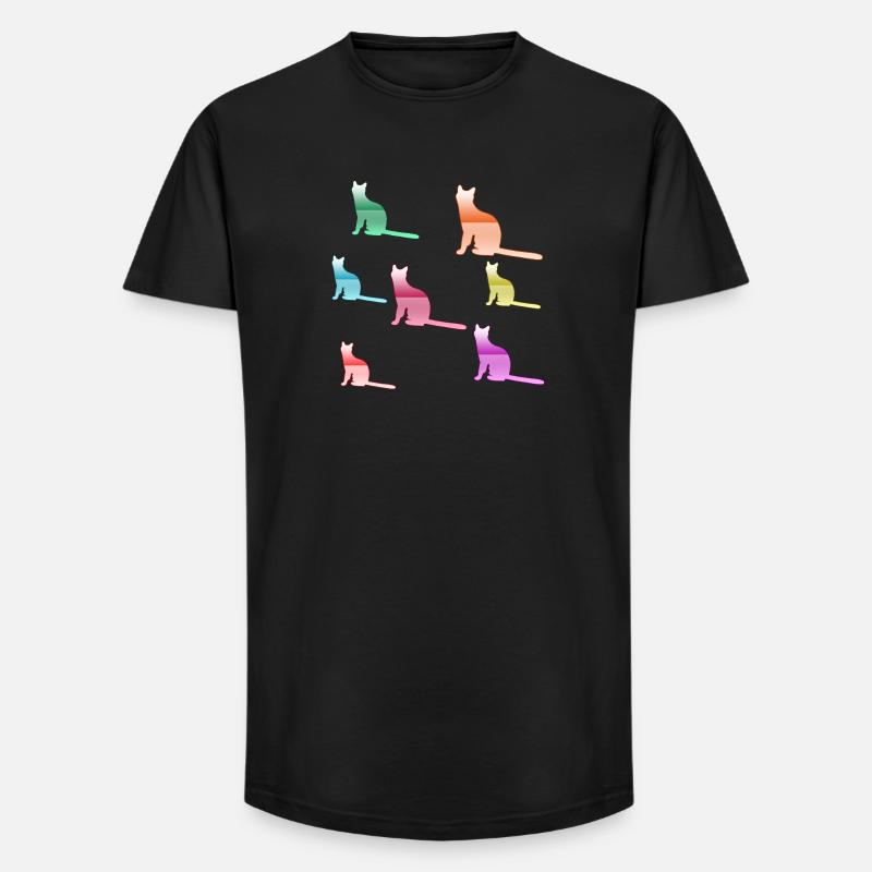Katzen - Long Fit Männer T-Shirt - Schwarz