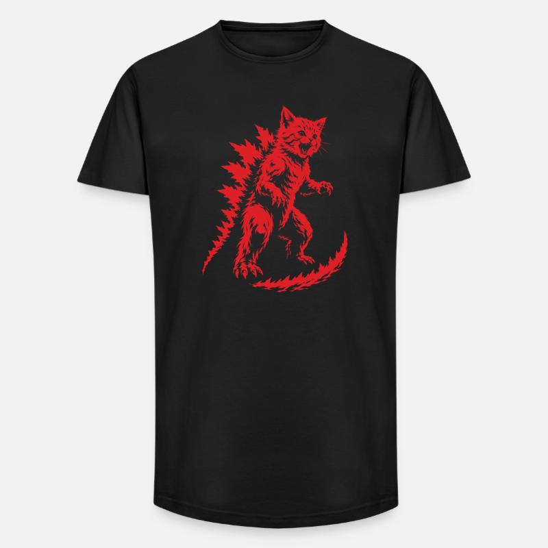 Kätzchen-Kaiju-Brüllen, Catzilla - Long Fit Männer T-Shirt - Schwarz