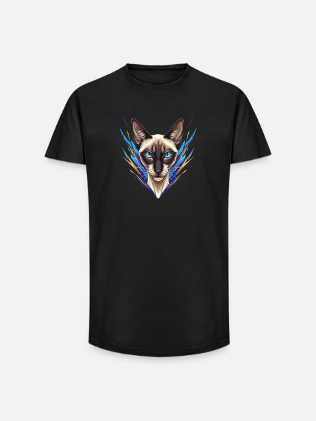 Siamese Cat Neon Style - Long Fit Men's T-Shirt - black