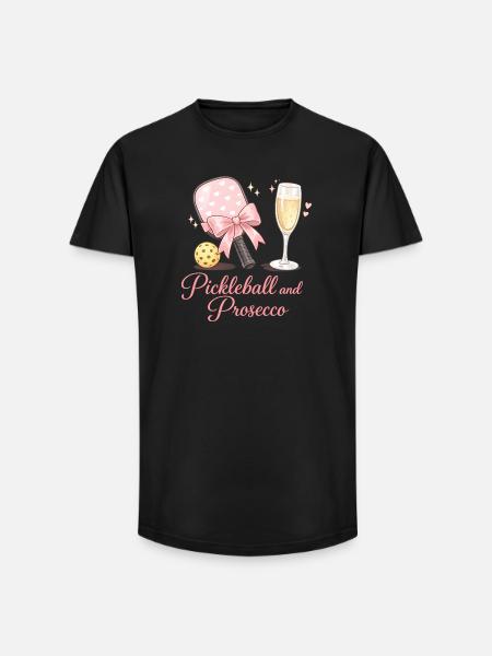 Pickleball and Prosecco flair - Long Fit Men's T-Shirt - black