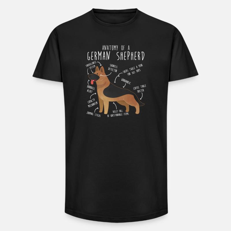 Anatomie des Deutschen Schäferhundes - Long Fit Männer T-Shirt - Schwarz