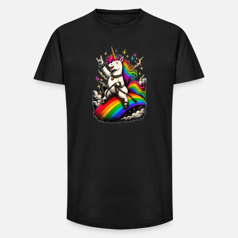 Rockendes Einhorn - Long Fit Männer T-Shirt - Schwarz