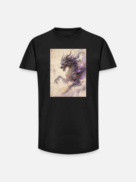 L'Apothéose Pourpre : Qilin Zijin – Harmonie - T-shirt coupe longue homme - noir