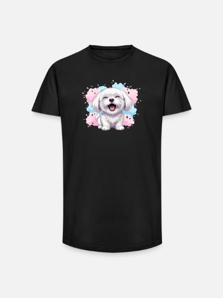 Éclaboussure pastel joyeuse et duveteuse - T-shirt coupe longue homme - noir