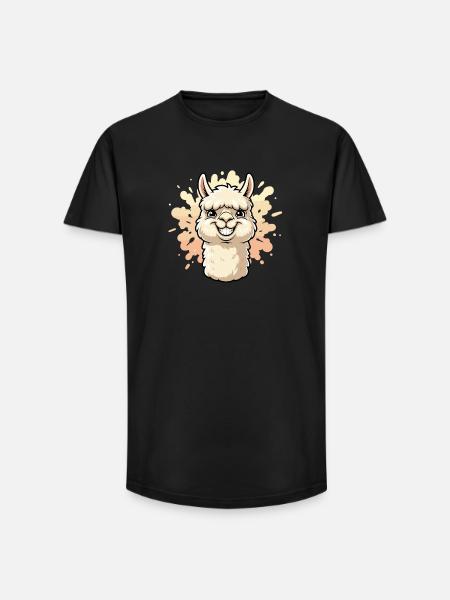 Alpaca Smile Paint Splash - Long Fit Men's T-Shirt - black