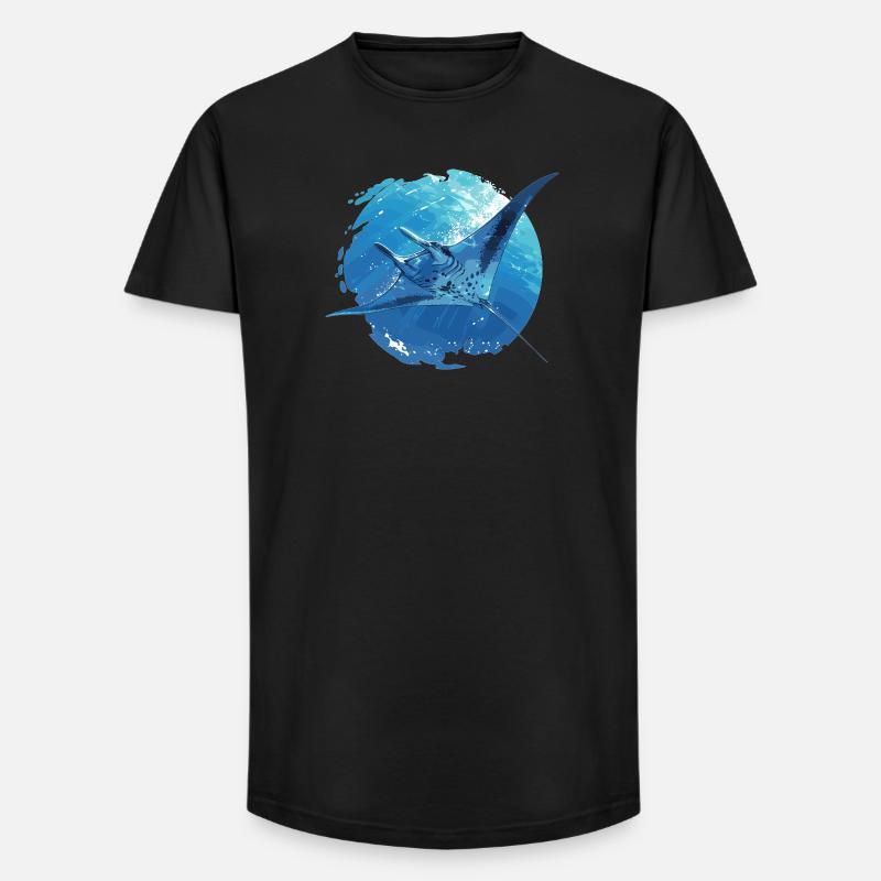 Rochen Mantarochen - Long Fit Männer T-Shirt - Schwarz