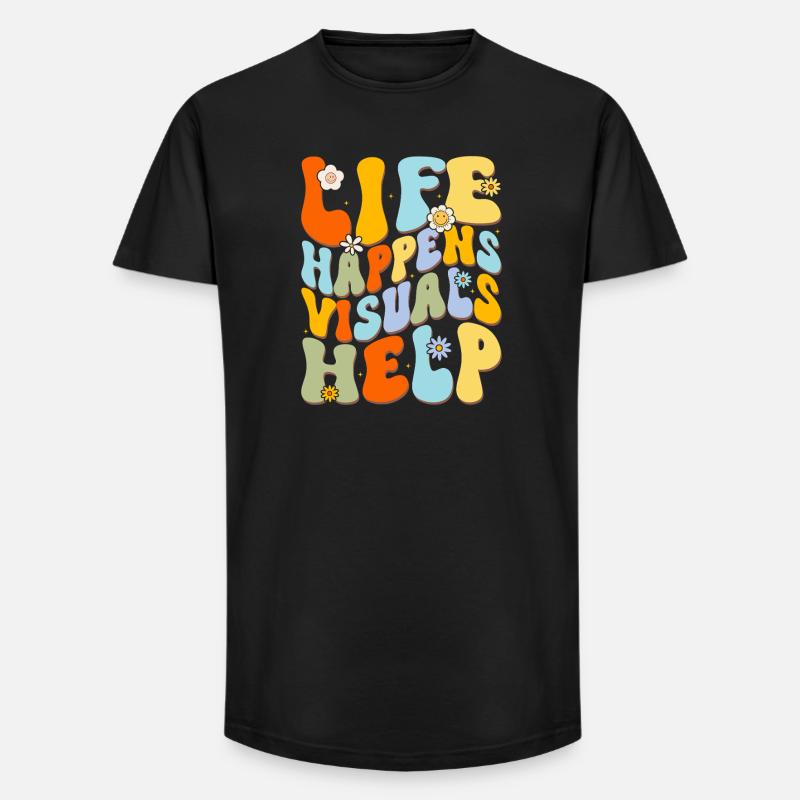 Lebensfreude bunte Buchstaben - Long Fit Männer T-Shirt - Schwarz