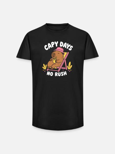 Capy Days No Rush Capybara - Long Fit Men's T-Shirt - black