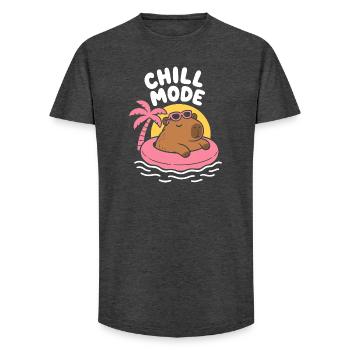 Chill Mode Floating Capybara - Long Fit Men's T-Shirt - charcoal grey - Front - AI Model Male 185 light (185cm)