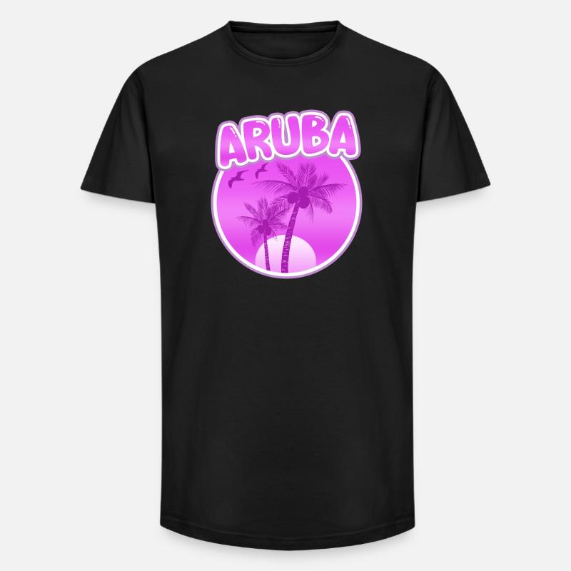 Aruba comme plage - T-shirt coupe longue homme - noir