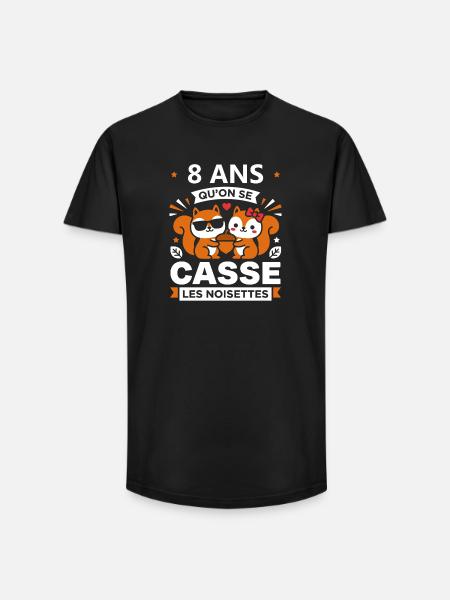 8 ANS Célébration Noisettes - T-shirt coupe longue homme - noir