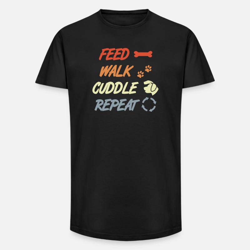 Feed Walk Cuddle Repeat – Hundeliebe - Long Fit Männer T-Shirt - Schwarz