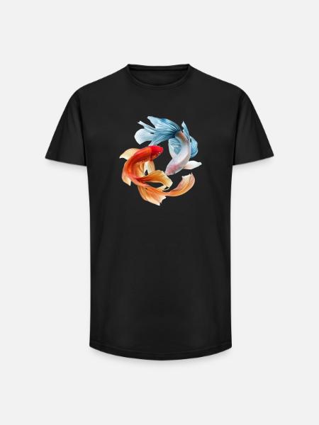Koi-Farbkreis: Goldfisch-Paar - Long Fit Männer T-Shirt - Schwarz