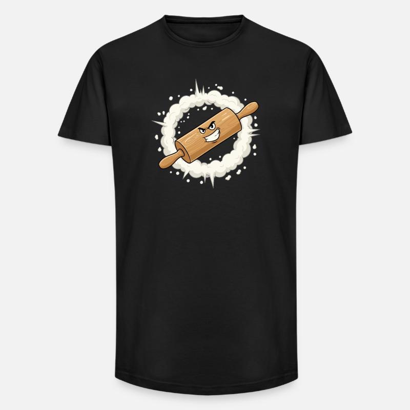 Wütendes Nudelholz Cartoon - Long Fit Männer T-Shirt - Schwarz