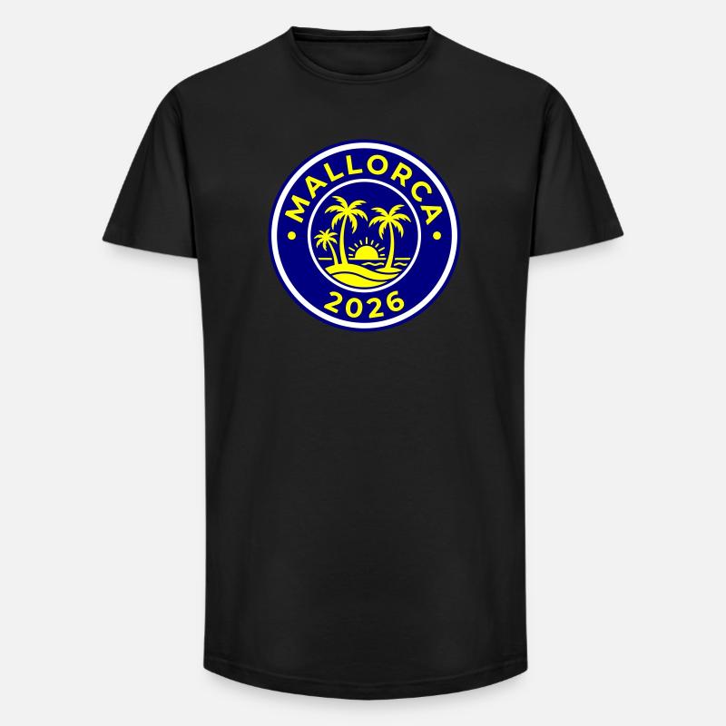 Mallorca 2026 Palmen - Long Fit Männer T-Shirt - Schwarz