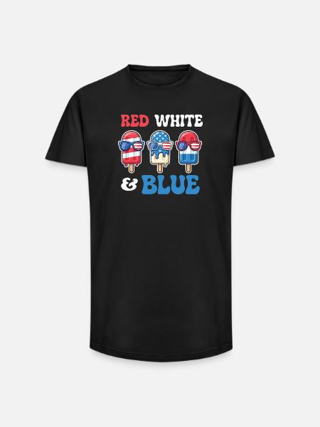 Red White Blue Patriotic Fourth July - Long Fit Men's T-Shirt - black