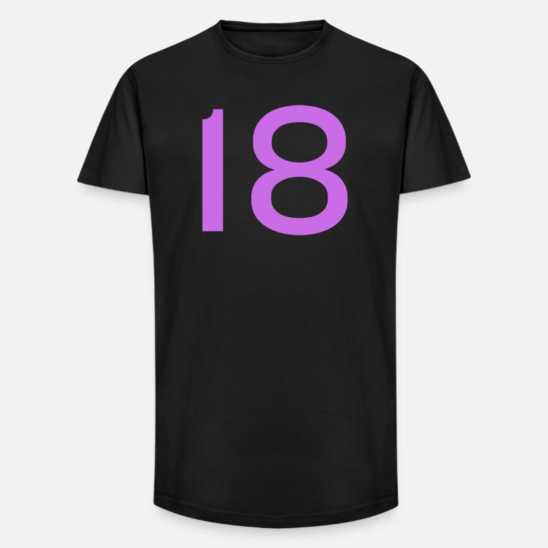 18 - Long Fit Männer T-Shirt - Schwarz