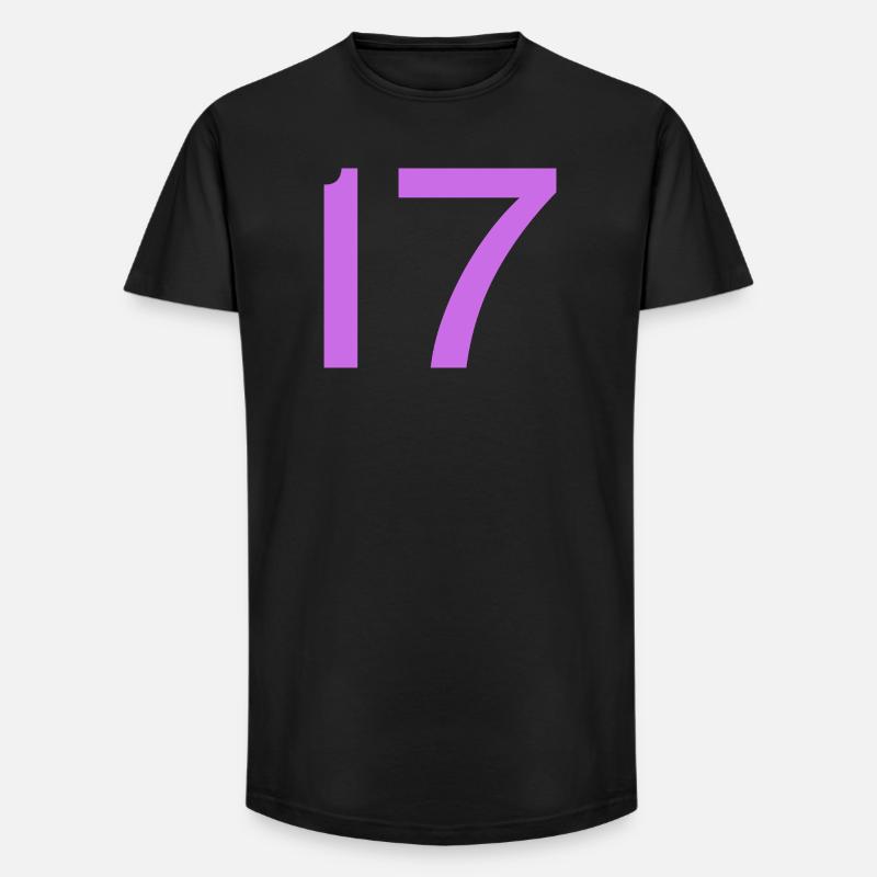 17 - Long Fit Männer T-Shirt - Schwarz