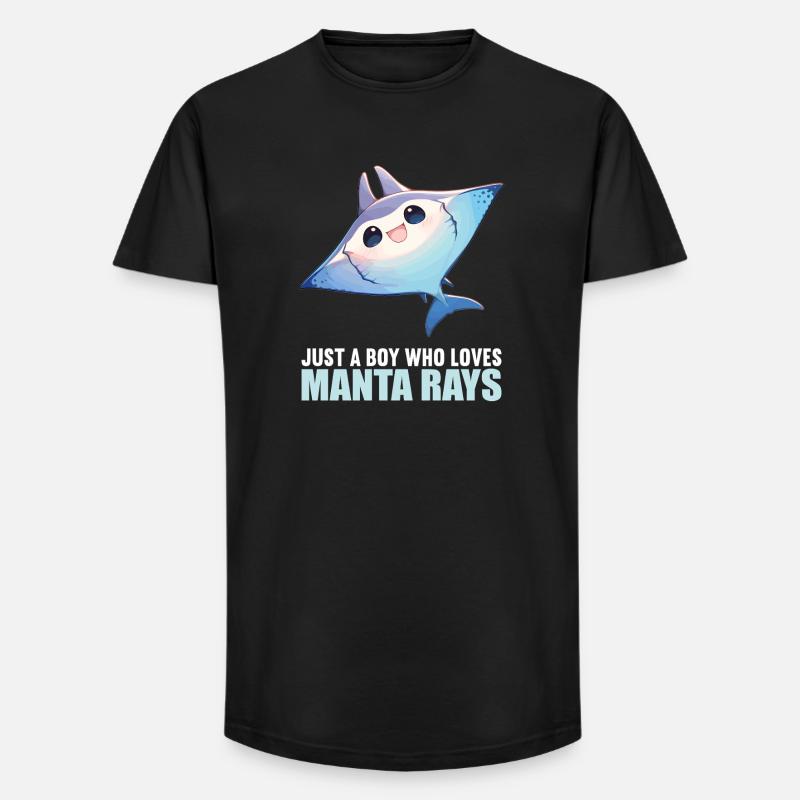 Rochen Mantarochen - Long Fit Männer T-Shirt - Schwarz
