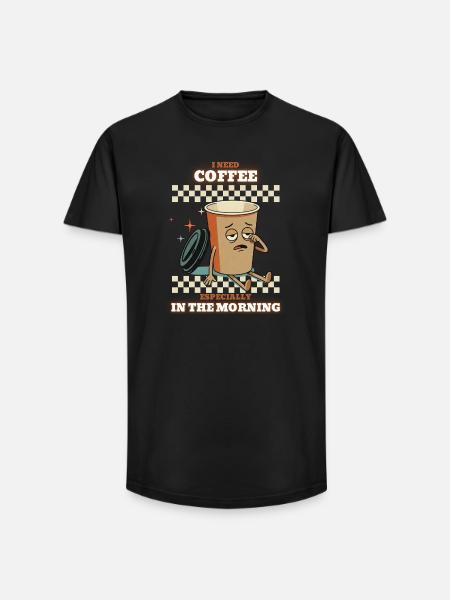 Morgenkaffeetasse müde - Long Fit Männer T-Shirt - Schwarz