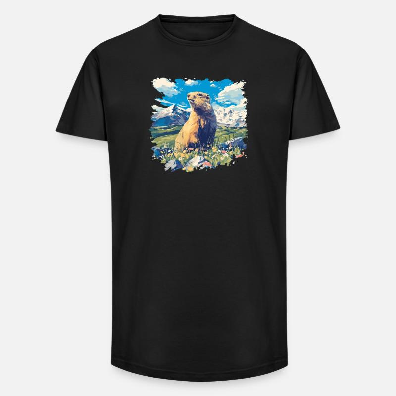 Murmeltiere Murmeltier - Long Fit Männer T-Shirt - Schwarz