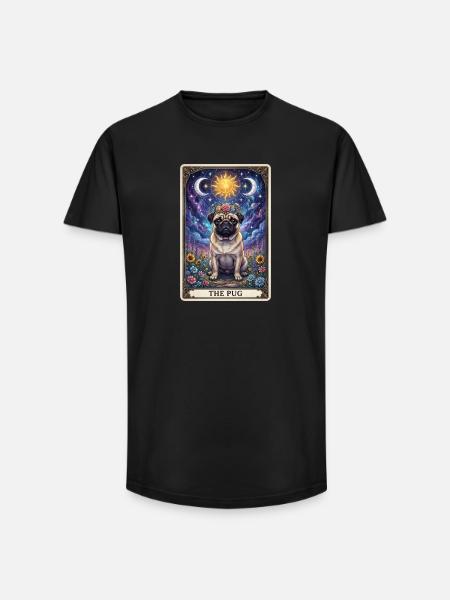 Sun Moon Pug Tarot Illustration - Long Fit Men's T-Shirt - black