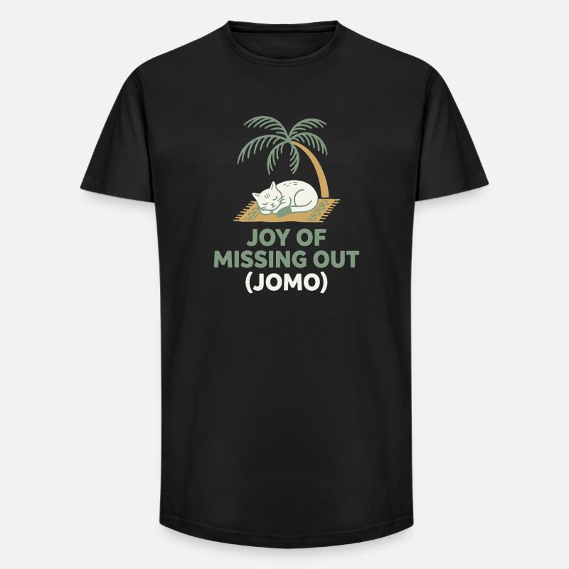 Cat JOMO - Long Fit Männer T-Shirt - Schwarz