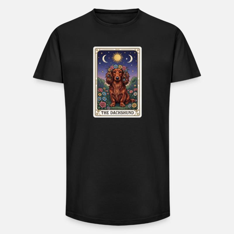 Dackel Tarotblumen Mondschein - Long Fit Männer T-Shirt - Schwarz