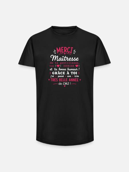 Merci Maîtresse CM2 - T-shirt coupe longue homme - noir