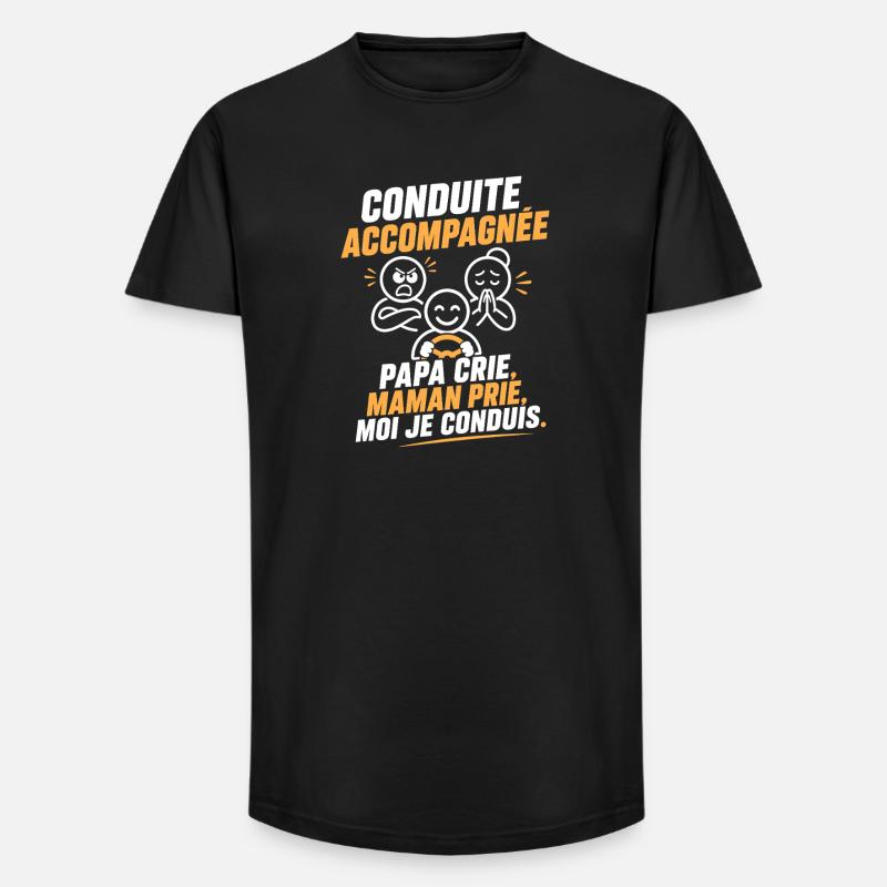 Conduite Accompagnée: Cri et Prière - T-shirt coupe longue homme - noir