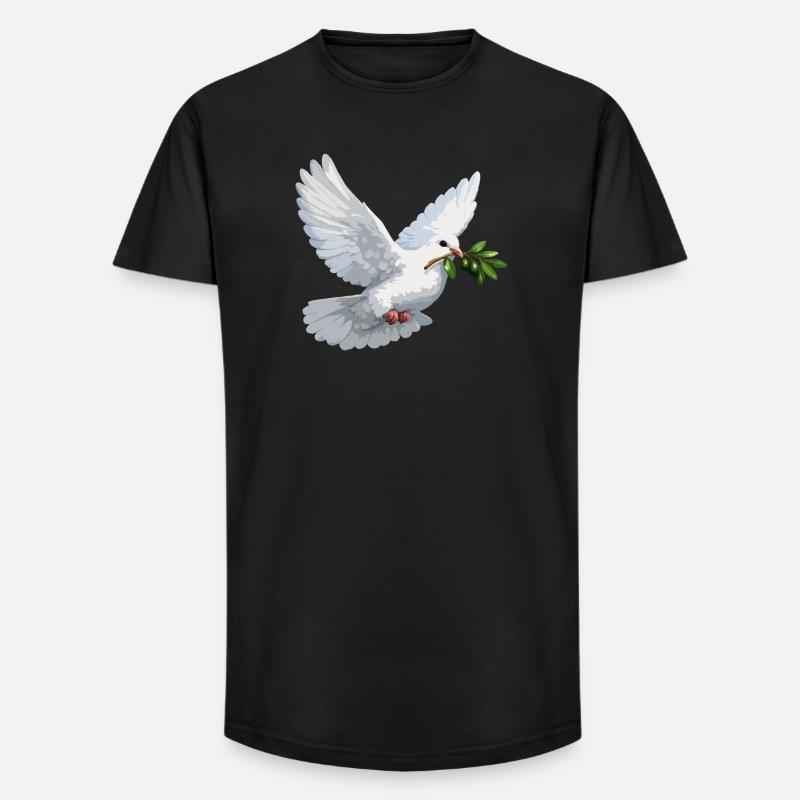 Colombe à la branche d’olivier - T-shirt coupe longue homme - noir
