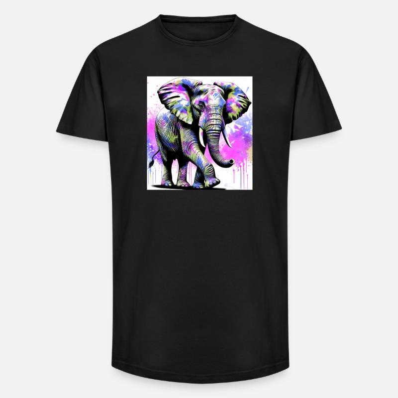 Elefant - Long Fit Männer T-Shirt - Schwarz