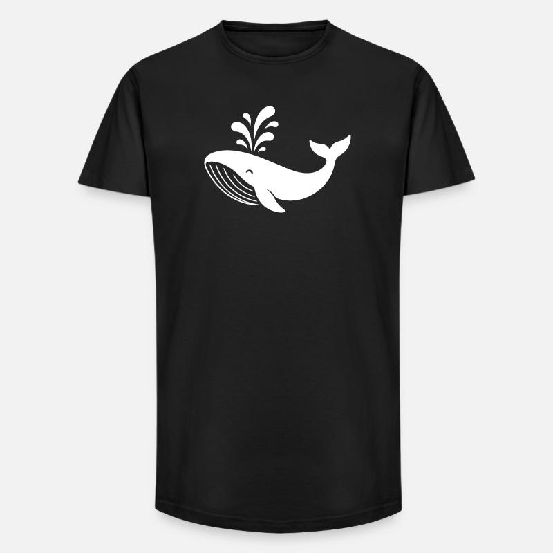 Wal - Long Fit Männer T-Shirt - Schwarz