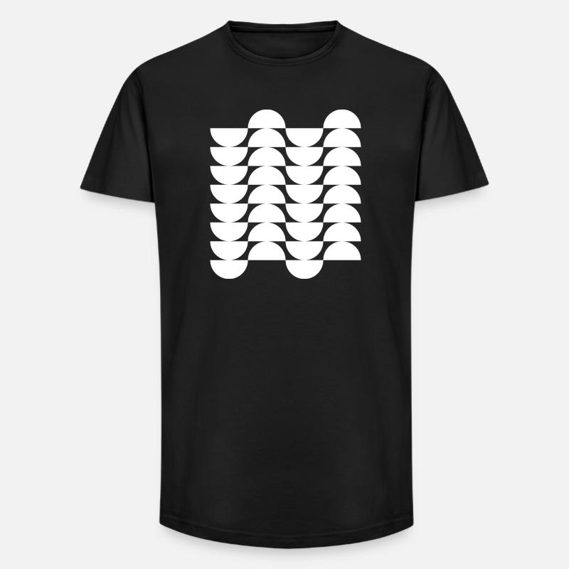 Wavegrid Half-Circle Pattern - Long Fit Men's T-Shirt - black