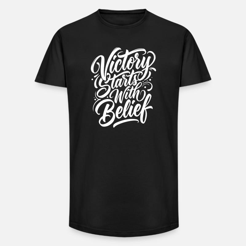 Der Sieg beginnt mit dem Glauben - Long Fit Männer T-Shirt - Schwarz