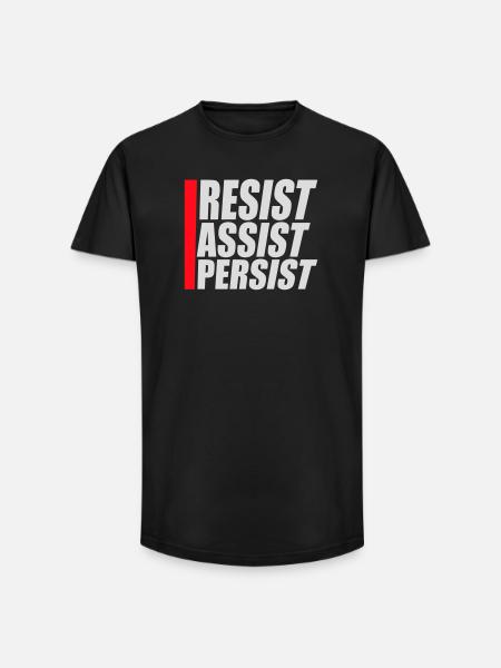 Resist Assist Persist Activism Motivation Logo - Long Fit Men's T-Shirt - black