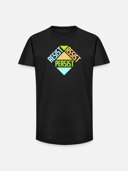 Resist Assist Persist Activism Motivation Logo - Long Fit Men's T-Shirt - black