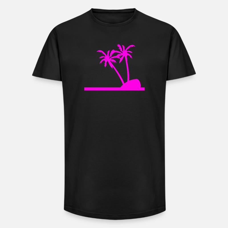 Palmen - Long Fit Männer T-Shirt - Schwarz