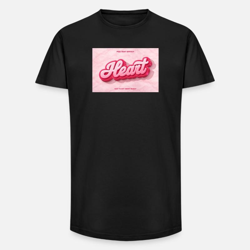 Herz 3D Schrift Pink - Long Fit Männer T-Shirt - Schwarz