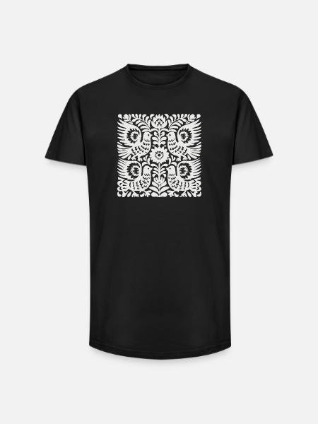 Dove Floral Crest - Long Fit Men's T-Shirt - black
