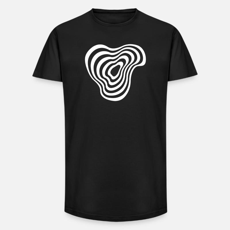 Ondulation des lignes concentriques - T-shirt coupe longue homme - noir