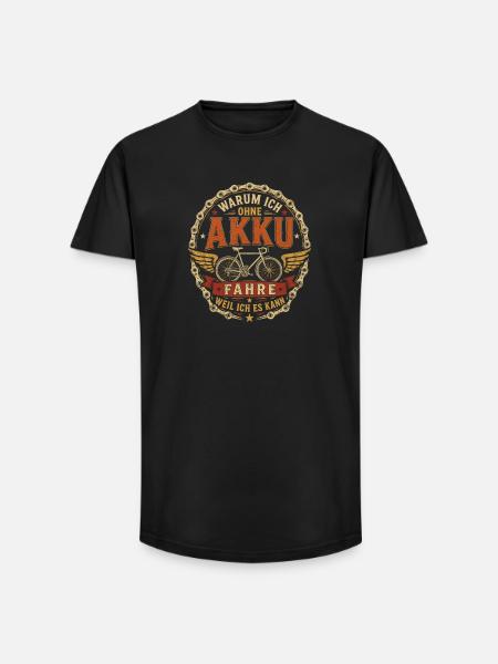 Ohne Akku fahren Fahrraddesign - Long Fit Männer T-Shirt - Schwarz