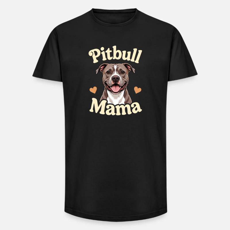 Pitbull Mama Illustration Geschenk - Long Fit Männer T-Shirt - Schwarz