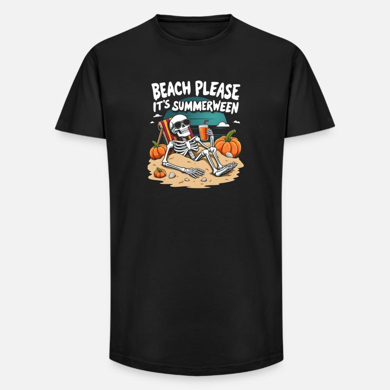 Beach Please Summerween Halloween - Long Fit Männer T-Shirt - Schwarz
