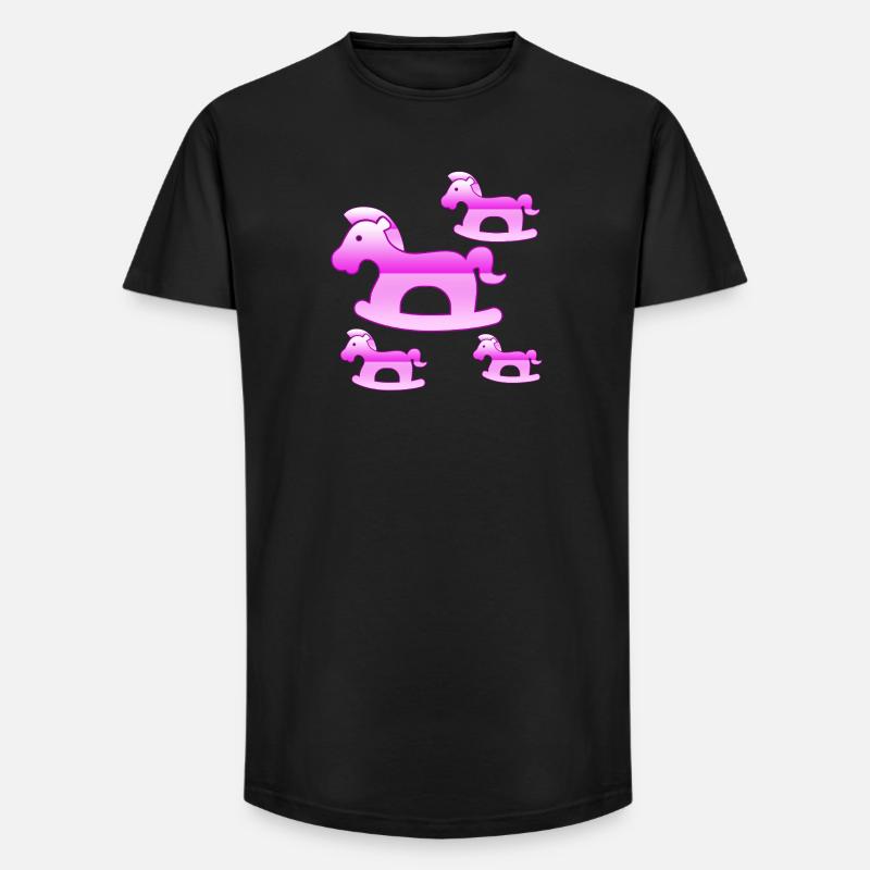 Pferde - Long Fit Männer T-Shirt - Schwarz