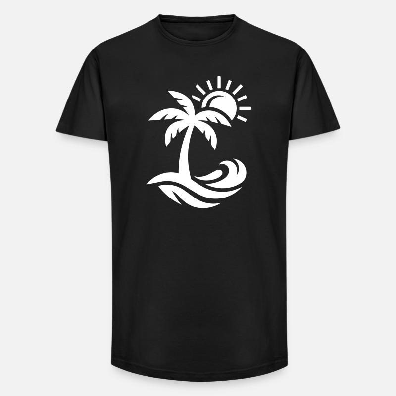 Océan Palm Tree Beach - T-shirt coupe longue homme - noir