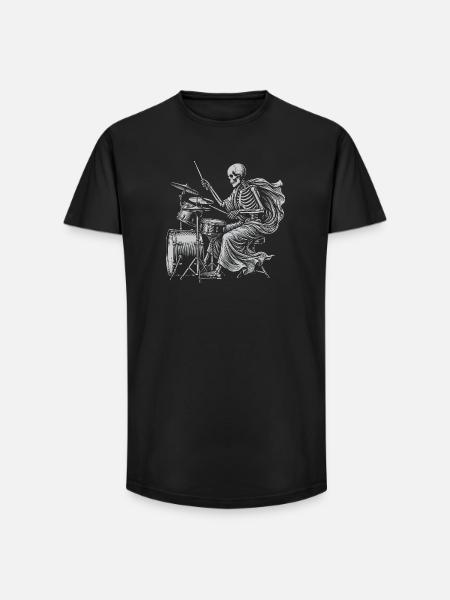 Skeleton Drummer with Cape - Long Fit Men's T-Shirt - black