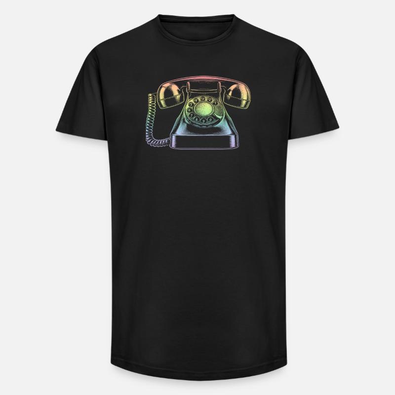 Telefon - Long Fit Männer T-Shirt - Schwarz