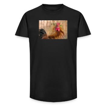 Hahn im Morgenlicht - Nahaufnahme, Poster - Long Fit Männer T-Shirt - Schwarz - Vorne - AI Model Male 185 light (185cm)