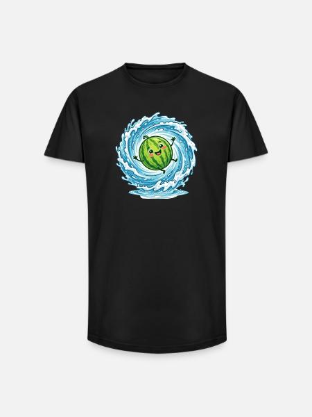 Splashing Watermelon Summer Pool Vibes Ladies - Long Fit Men's T-Shirt - black